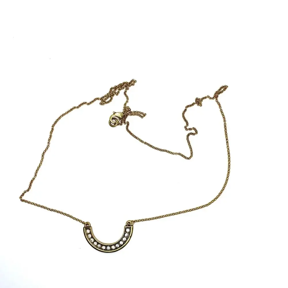 Gold-Tone Rhinestone Arch U Necklace